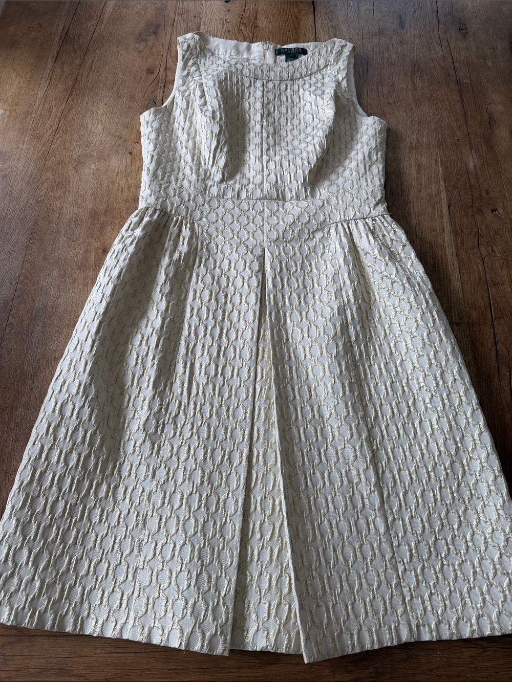 Lauren Ralph Lauren Textured Gold Sleeveless Dress 4